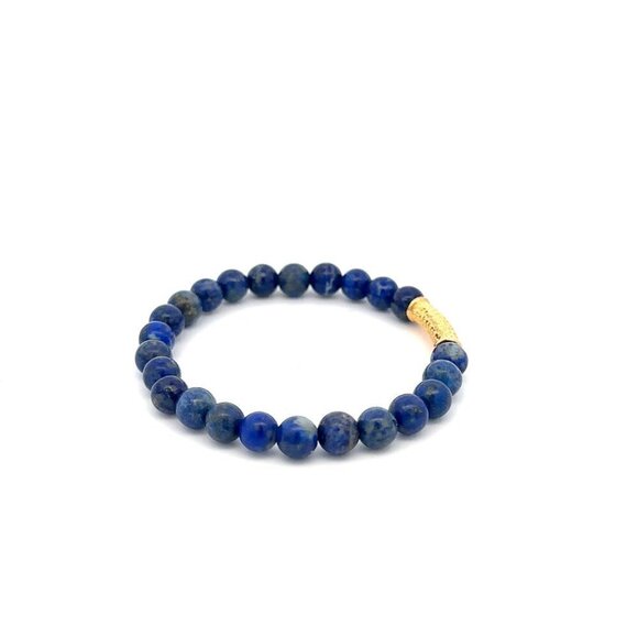 18K Gold Tube Lucky Charm Bracelet Gemstones September Birthstones Lapis Lazuli - Picture 4 of 5